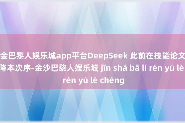 现金巴黎人娱乐城app平台DeepSeek 此前在技能论文中先容的降本次序-金沙巴黎人娱乐城 jīn shā bā lí rén yú lè chéng